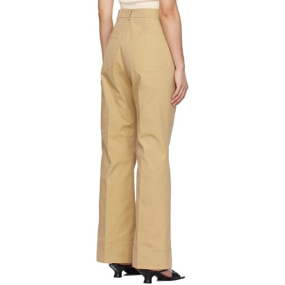 DRAE Cotton Patch Pocket Flared Trousers Size M Womens Beige $325 - Picture 14 of 14